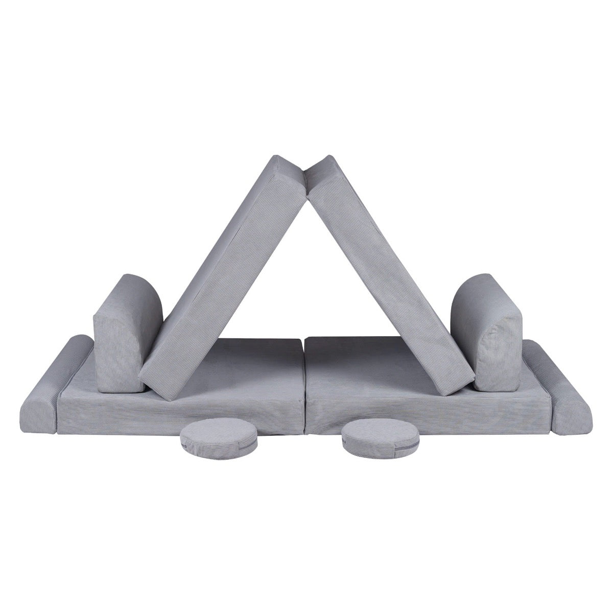 MeowBaby Large Slimcord Premium Sofa Gray Kids Couch – full sofa set assembled front view | Nestling