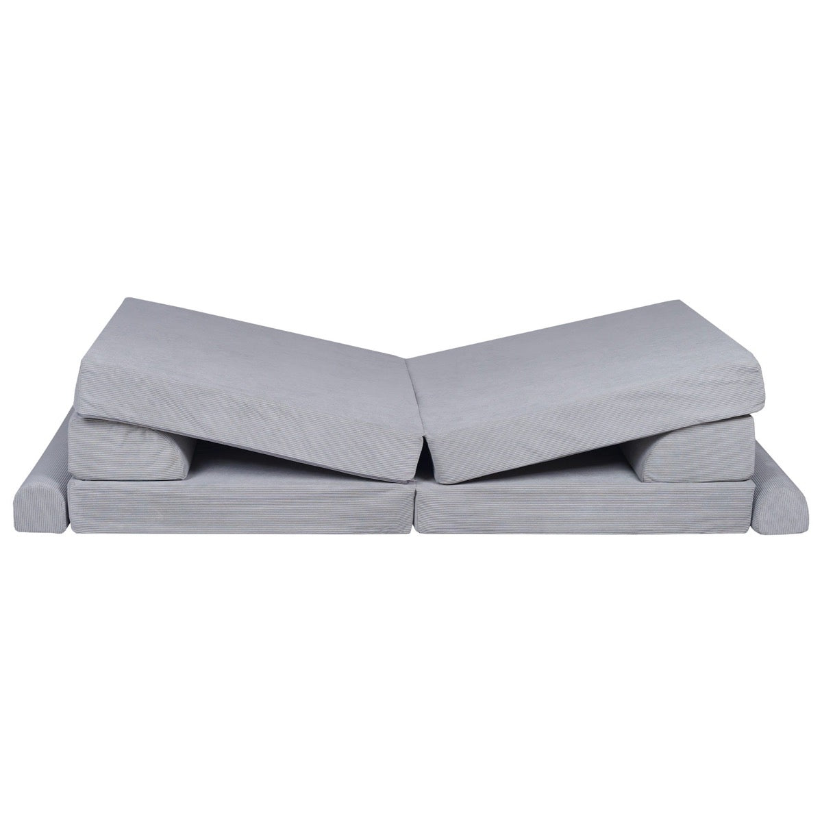 MeowBaby Large Slimcord Premium Sofa Gray Kids Couch – sofa reconfigured as lounge chair | Nestling
