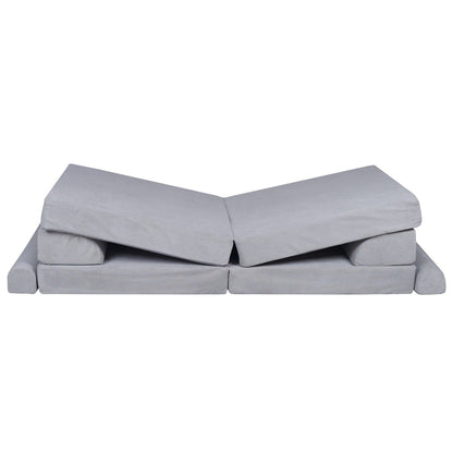 MeowBaby Large Slimcord Premium Sofa Gray Kids Couch – sofa reconfigured as lounge chair | Nestling