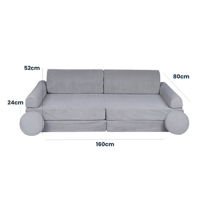 MeowBaby Large Slimcord Premium Sofa Gray Kids Couch – dimensions diagram measurements | Nestling