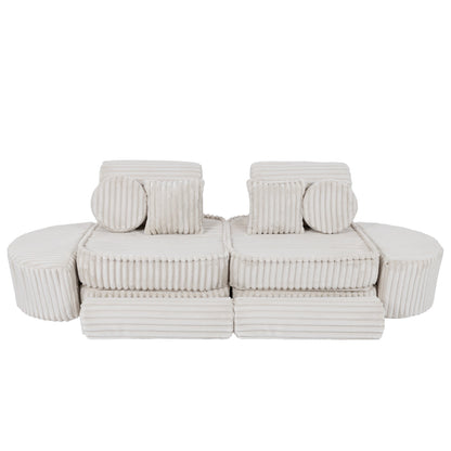MeowBaby Medium Modular Sofa Churros White Plus – sofa as cozy reading corner for kids | Nestling