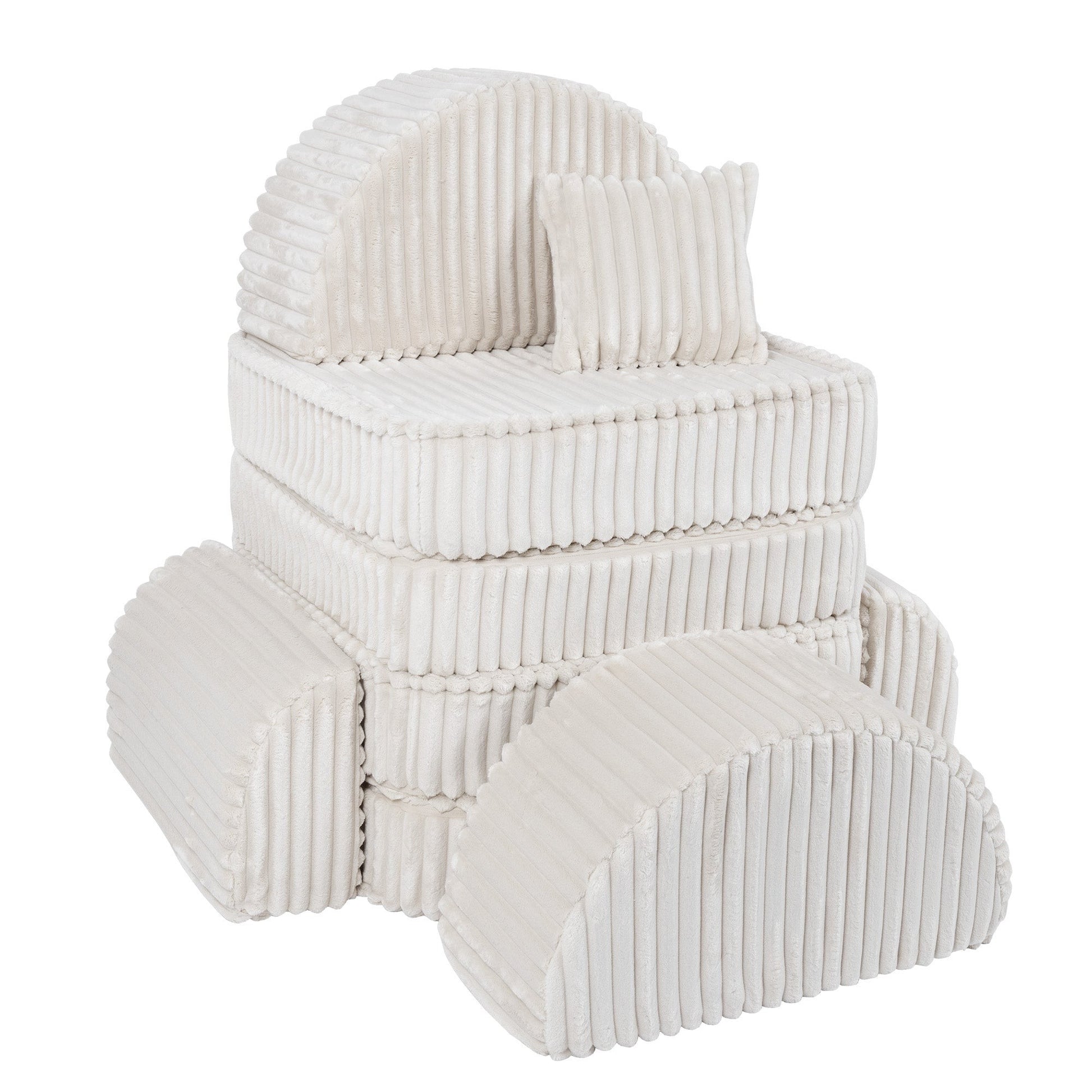 MeowBaby Medium Modular Sofa Churros White Plus – side view white corduroy sofa | Nestling