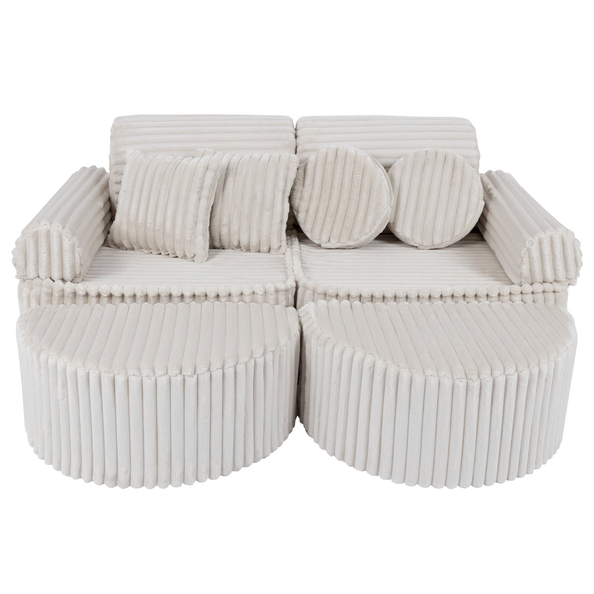 MeowBaby Medium Modular Sofa Churros White Plus – sofa with all elements arranged | Nestling