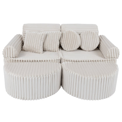 MeowBaby Medium Modular Sofa Churros White Plus – sofa with all elements arranged | Nestling