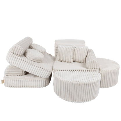 MeowBaby Medium Modular Sofa Churros White Plus – compact sofa configuration for kids | Nestling