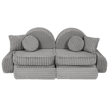 MeowBaby Medium Modular Sofa Moon Grey Plus – sofa used as cozy reading corner | Nestling
