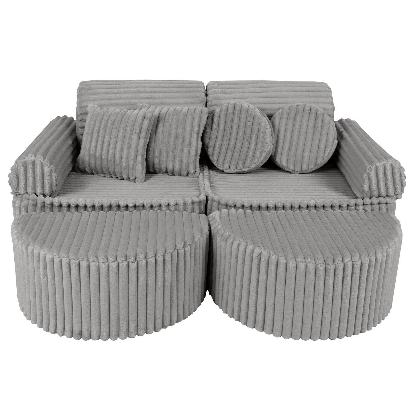 MeowBaby Medium Modular Sofa Moon Grey Plus – sofa with all elements arranged together | Nestling