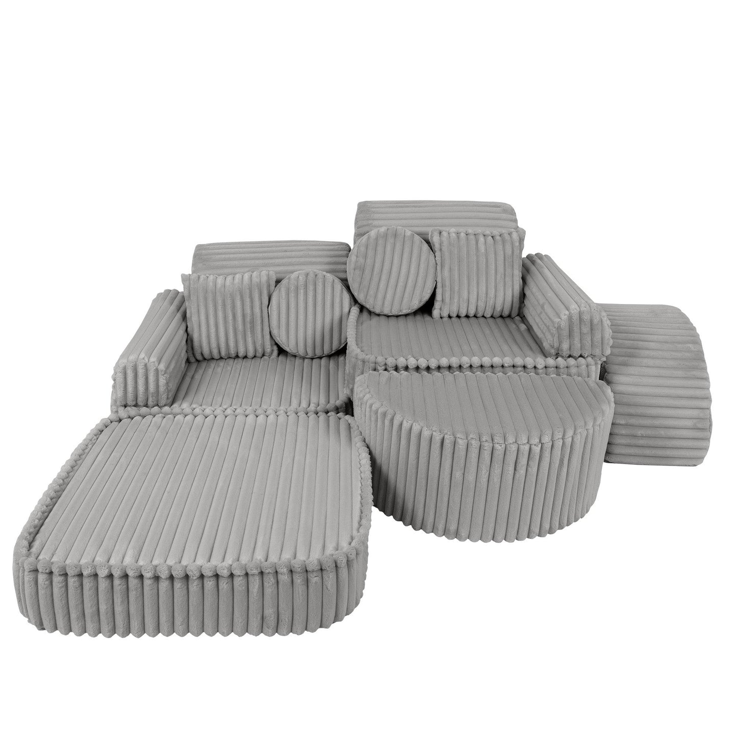 MeowBaby Medium Modular Sofa Moon Grey Plus – lounge chaise foam sofa arrangement | Nestling