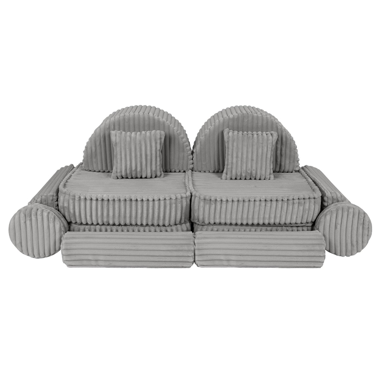 MeowBaby Medium Modular Sofa Moon Grey Plus – full sofa assembled for playroom | Nestling