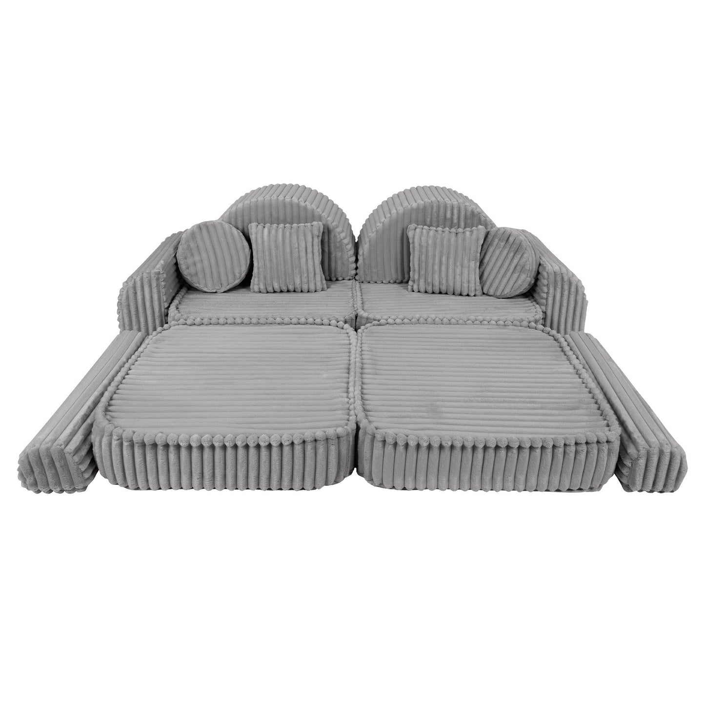 MeowBaby Medium Modular Sofa Moon Grey Plus – sofa accessories and pillows layout | Nestling