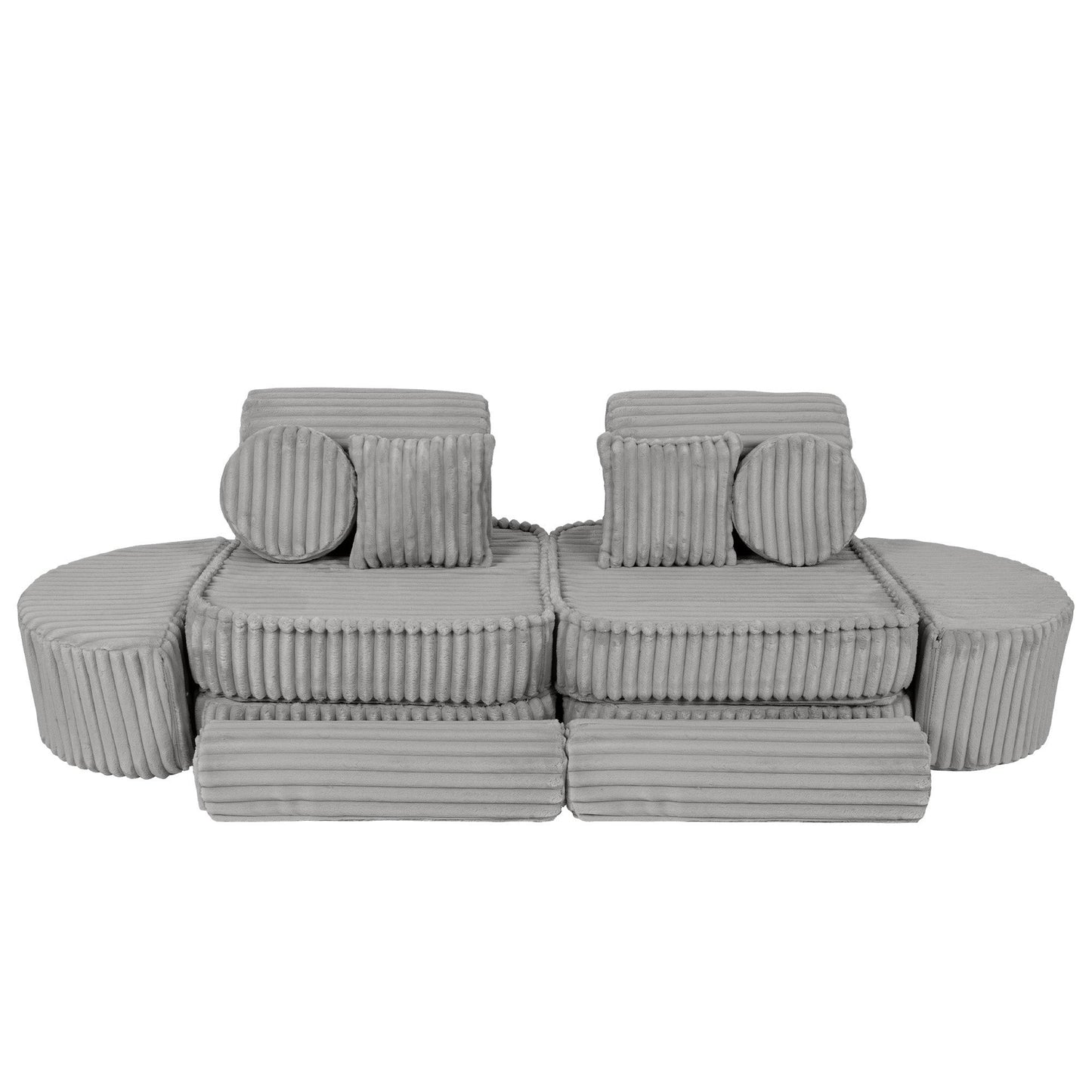 MeowBaby Medium Modular Sofa Moon Grey Plus – wide sofa arrangement for family playroom | Nestling