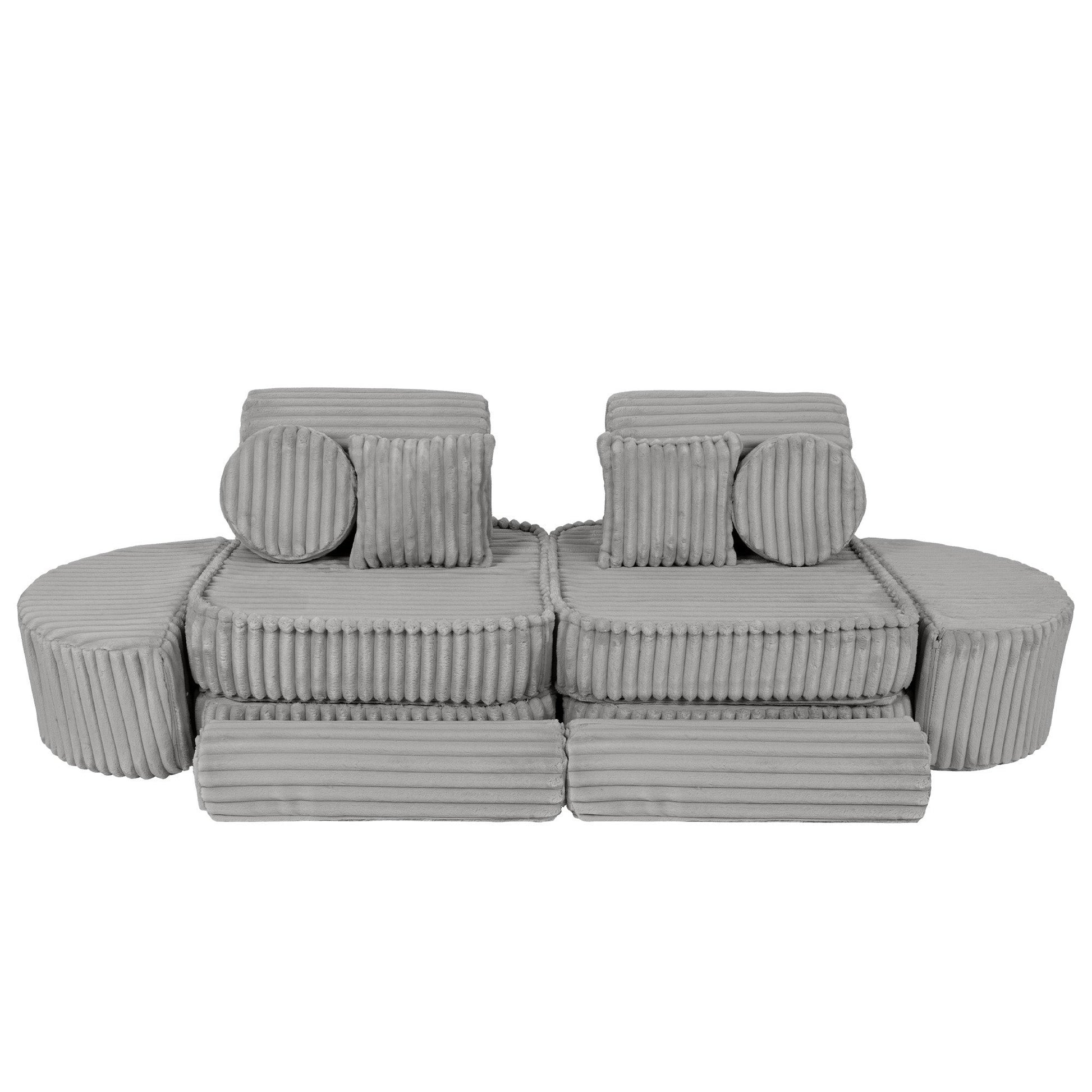 MeowBaby Medium Modular Sofa Moon Grey Plus – wide sofa arrangement for family playroom | Nestling