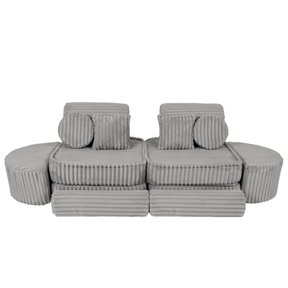 MeowBaby Medium Modular Sofa Moon Grey Plus – wide sofa arrangement for family playroom | Nestling