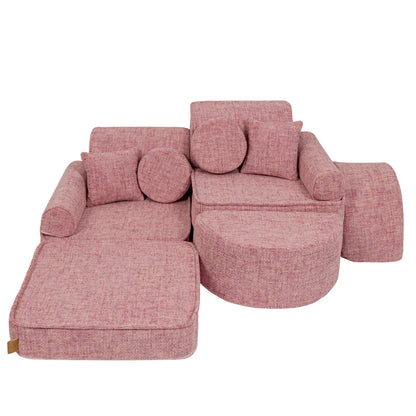 MeowBaby Medium Modular Sofa Tangle Bubblegum Pink – tangle fabric foam sofa for toddlers | Nestling