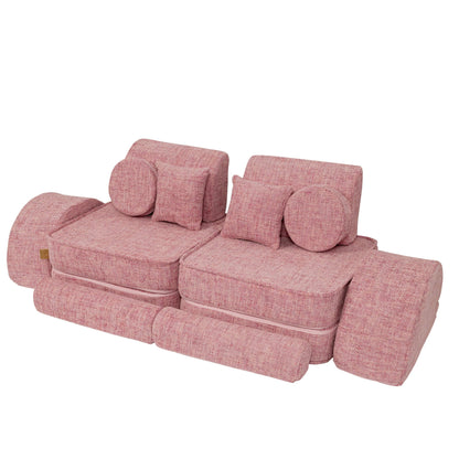 MeowBaby Medium Modular Sofa Tangle Bubblegum Pink – lounge configuration for kids | Nestling