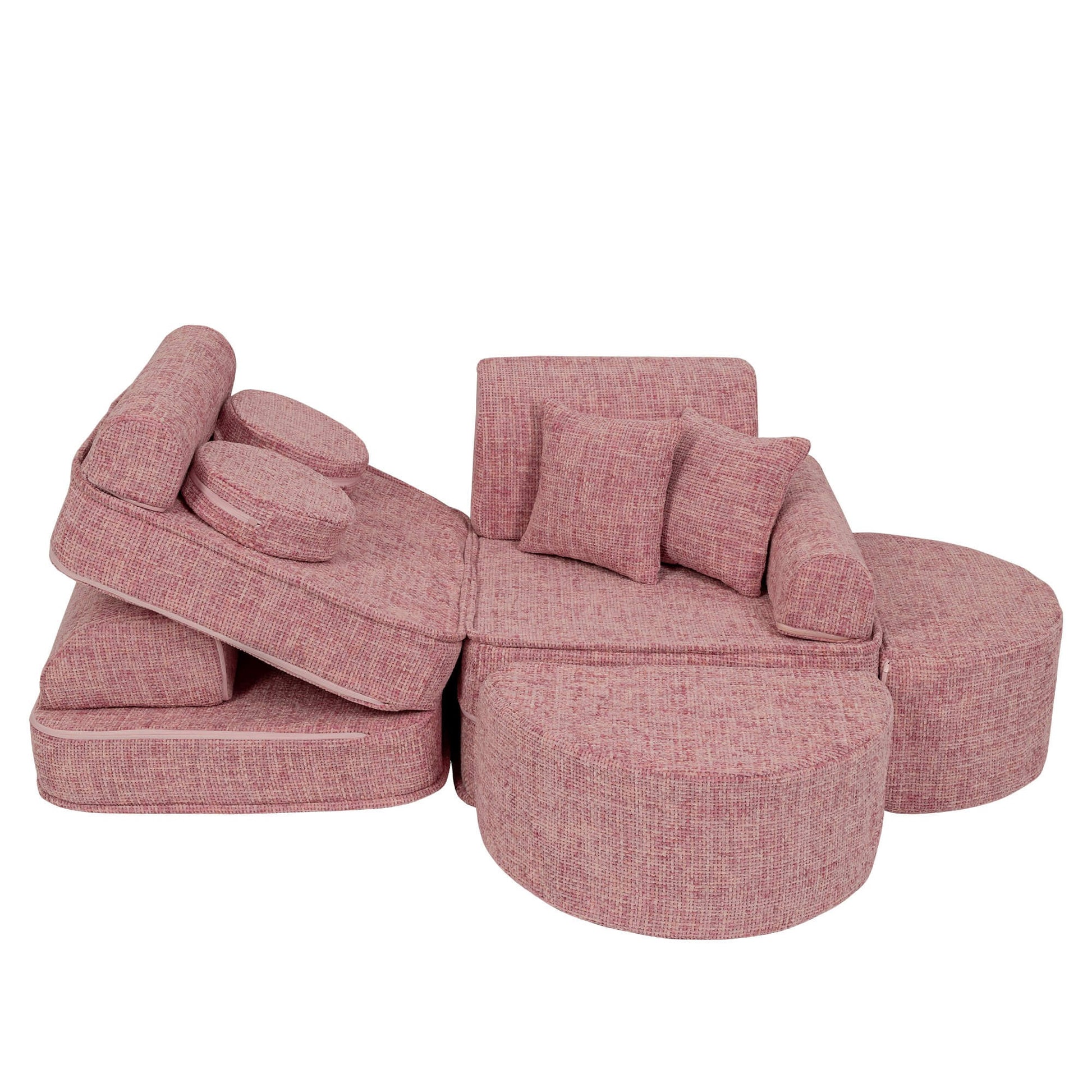 MeowBaby Medium Modular Sofa Tangle Bubblegum Pink – rearranged modular foam seating | Nestling