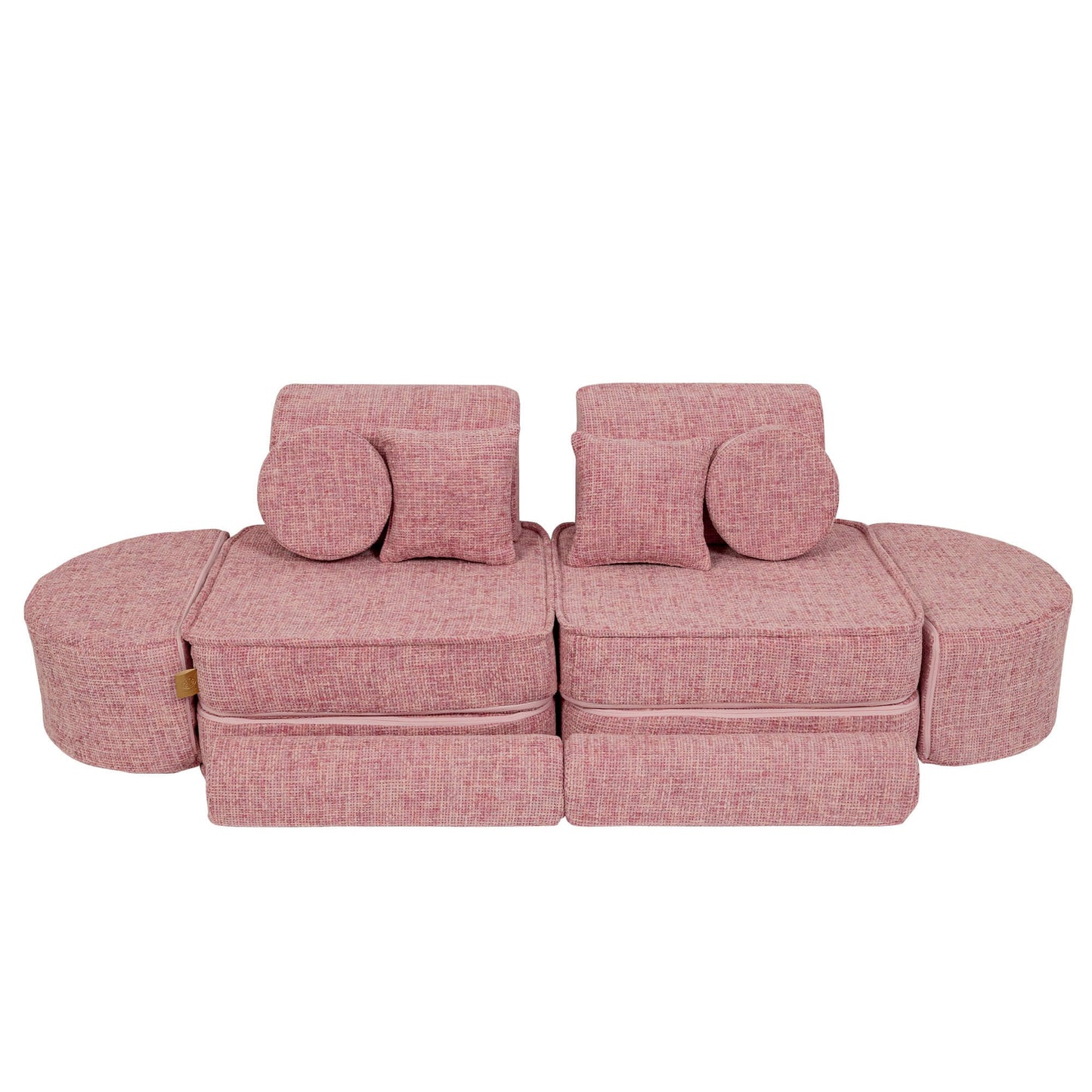 MeowBaby Medium Modular Sofa Tangle Bubblegum Pink – sofa with pillows and accessories | Nestling