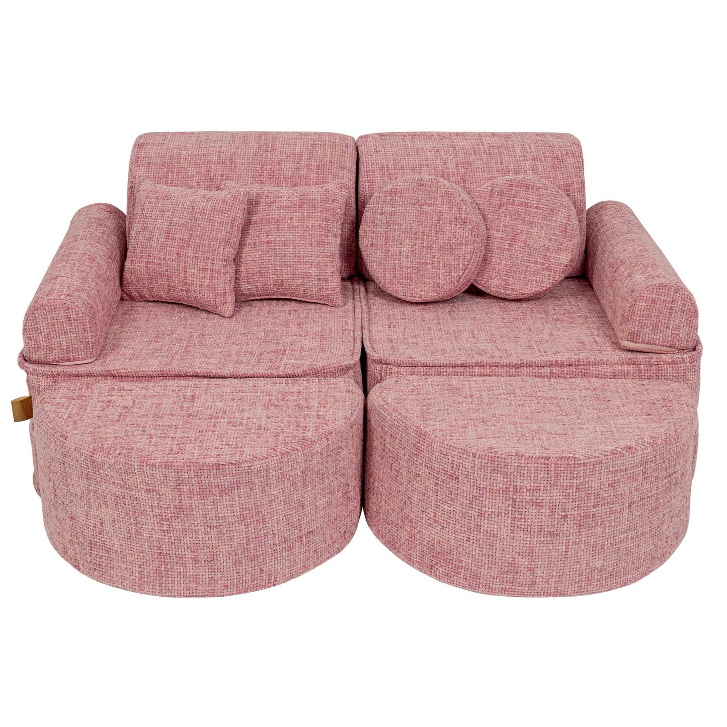MeowBaby Medium Modular Sofa Tangle Bubblegum Pink – compact sofa configuration for kids | Nestling