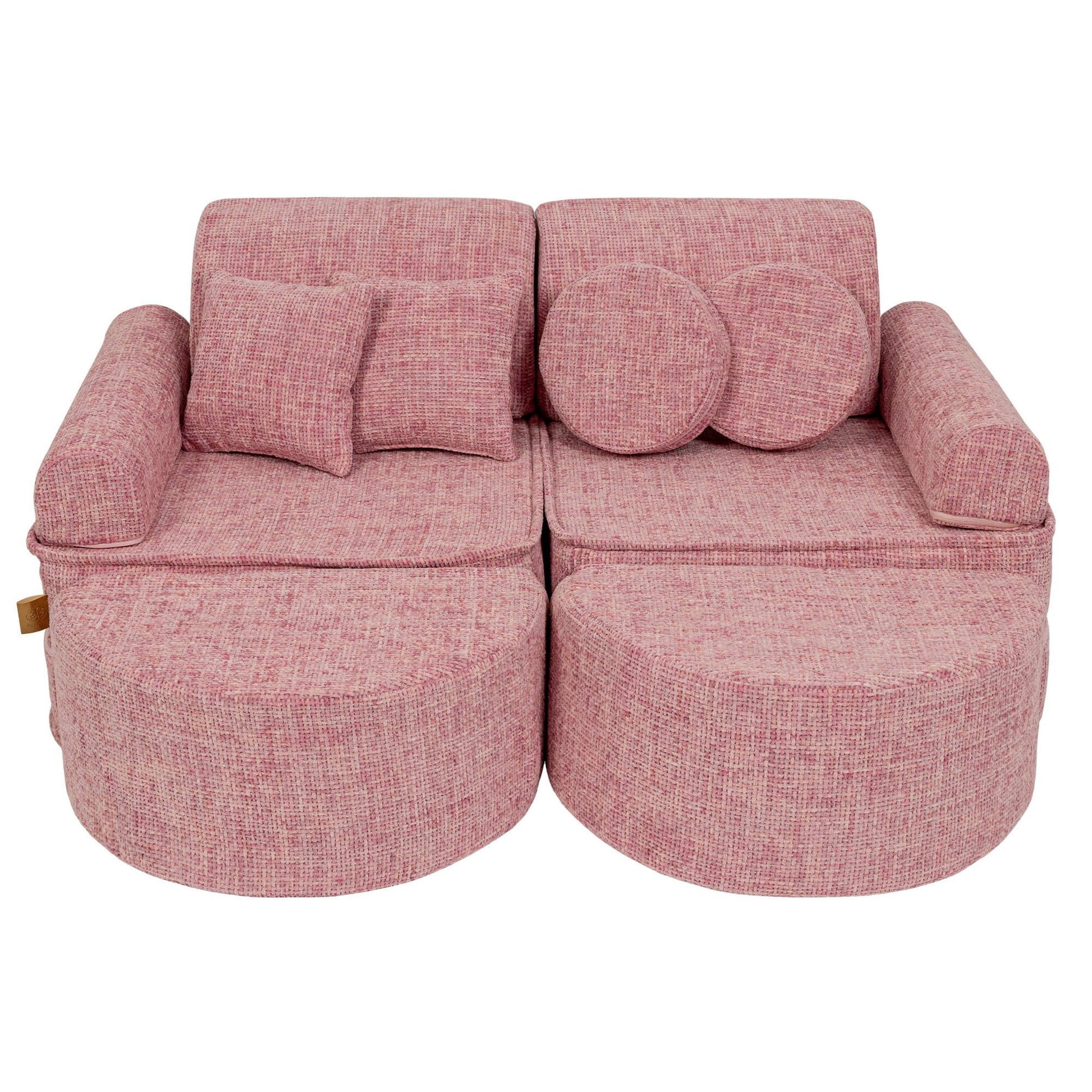 MeowBaby Medium Modular Sofa Tangle Bubblegum Pink – compact sofa configuration for kids | Nestling