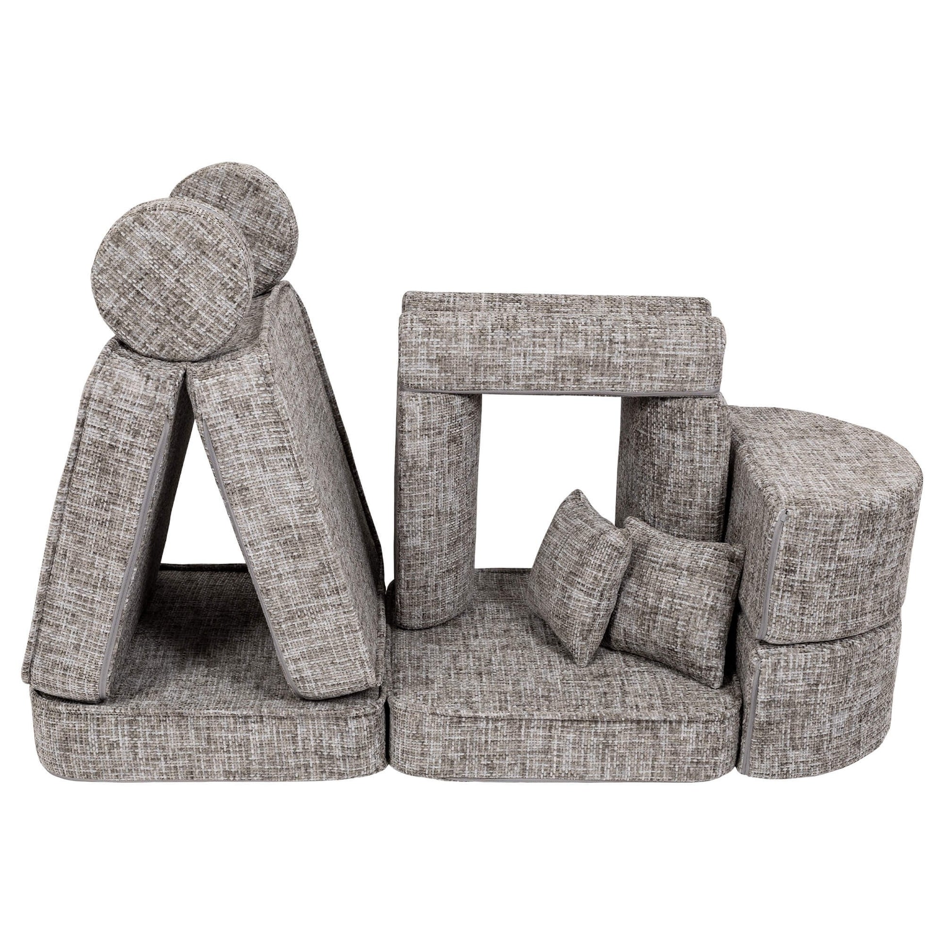 MeowBaby Medium Modular Sofa Tangle Moon Grey Plus – lounge sofa configuration for kids | Nestling