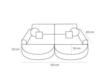 MeowBaby Medium Modular Sofa Tangle Moon Grey Plus – dimensions diagram tangle medium sofa | Nestling