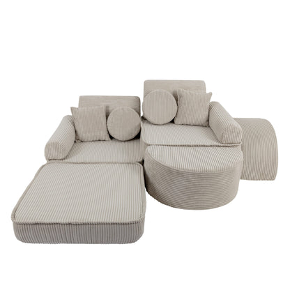 MeowBaby Modular Kids Sofa – Aesthetic Ecru – soft foam play sofa for toddlers | Nestling