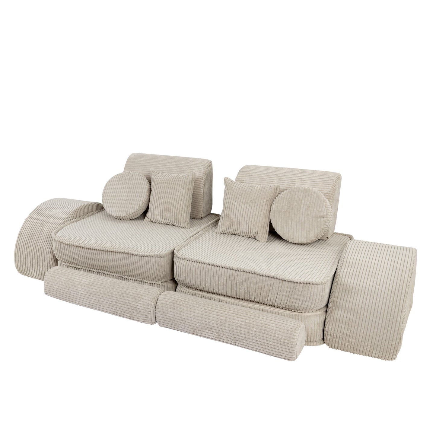 MeowBaby Modular Kids Sofa – Aesthetic Ecru – sofa arrangement with pillows for toddlers | Nestling