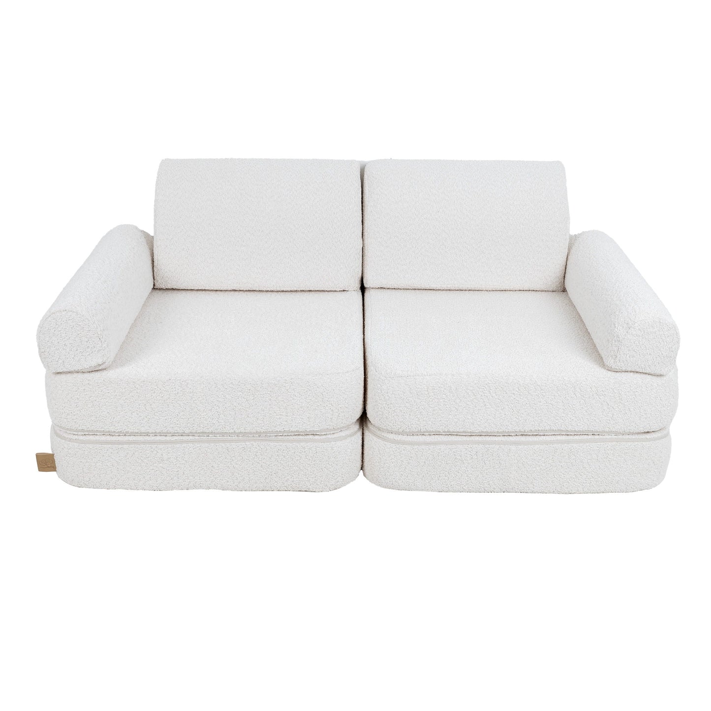 MeowBaby Modular Kids Sofa – Boucle White – classic two-seat sofa configuration with armrests | Nestling