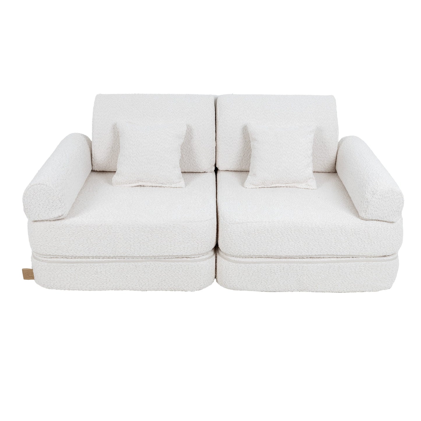 MeowBaby Modular Kids Sofa – Boucle White – two-seat sofa with square cushions styling | Nestling