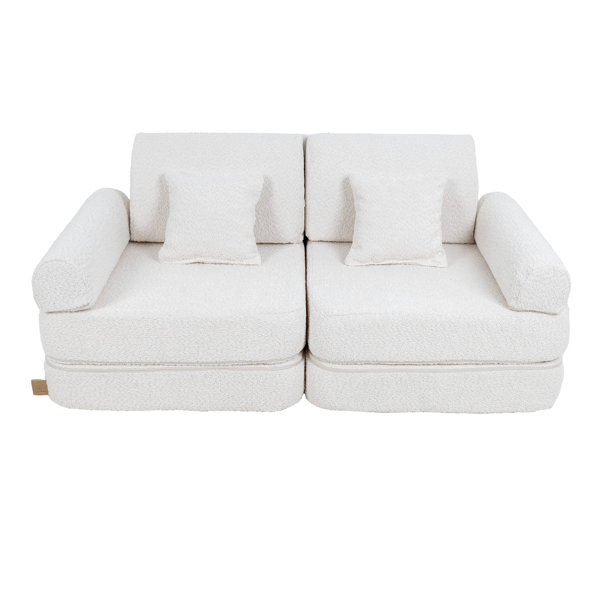 MeowBaby Modular Kids Sofa – Boucle White – two-seat sofa with square cushions styling | Nestling