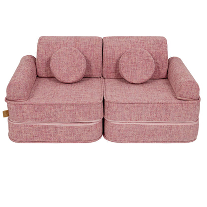 MeowBaby Modular Kids Sofa – Tangle Bubblegum Pink – foam play sofa for toddlers | Nestling