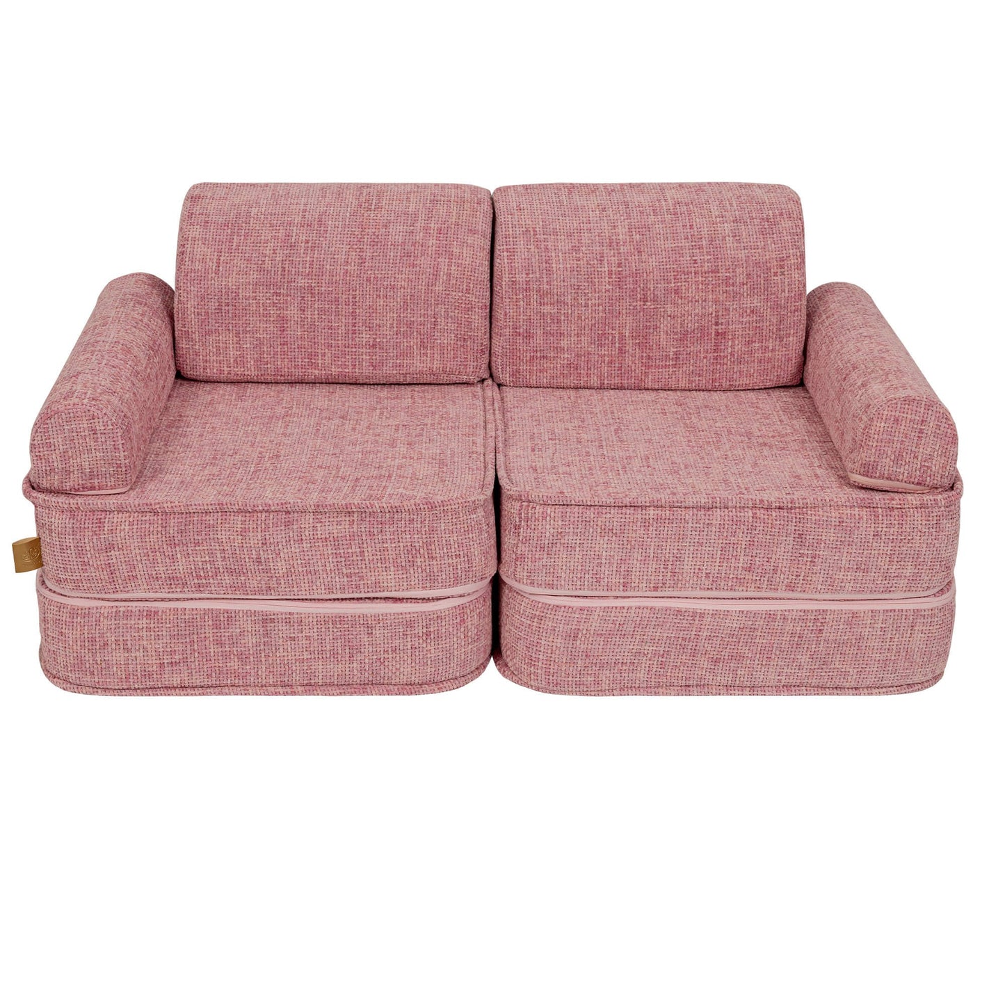 MeowBaby Modular Kids Sofa – Tangle Bubblegum Pink – compact 2-seat sofa for toddlers | Nestling