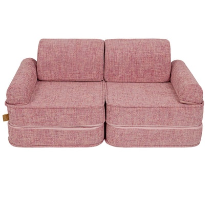 MeowBaby Modular Kids Sofa – Tangle Bubblegum Pink – compact 2-seat sofa for toddlers | Nestling