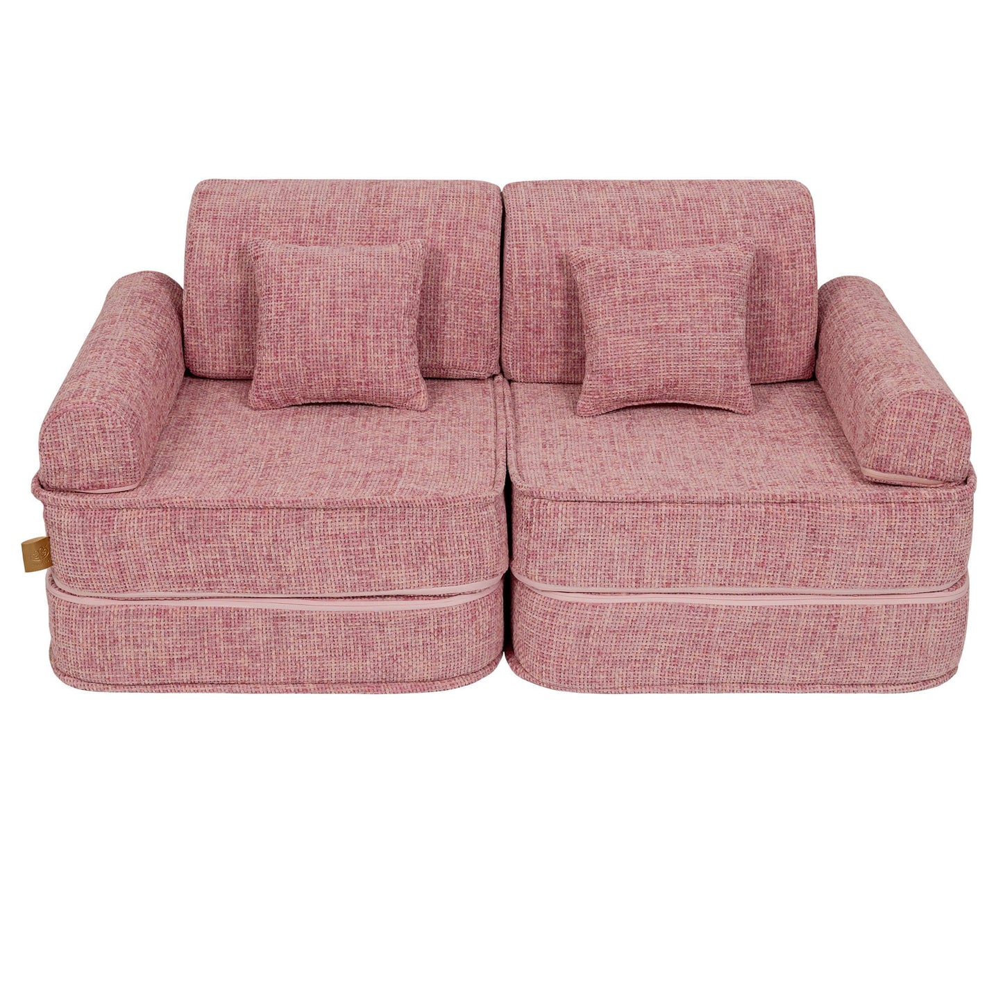 MeowBaby Modular Kids Sofa – Tangle Bubblegum Pink – sofa with square pillows kids room | Nestling