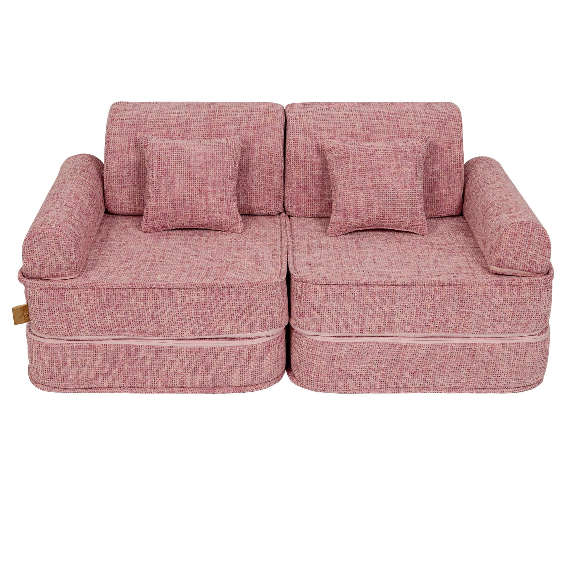 MeowBaby Modular Kids Sofa – Tangle Bubblegum Pink – sofa with square pillows kids room | Nestling