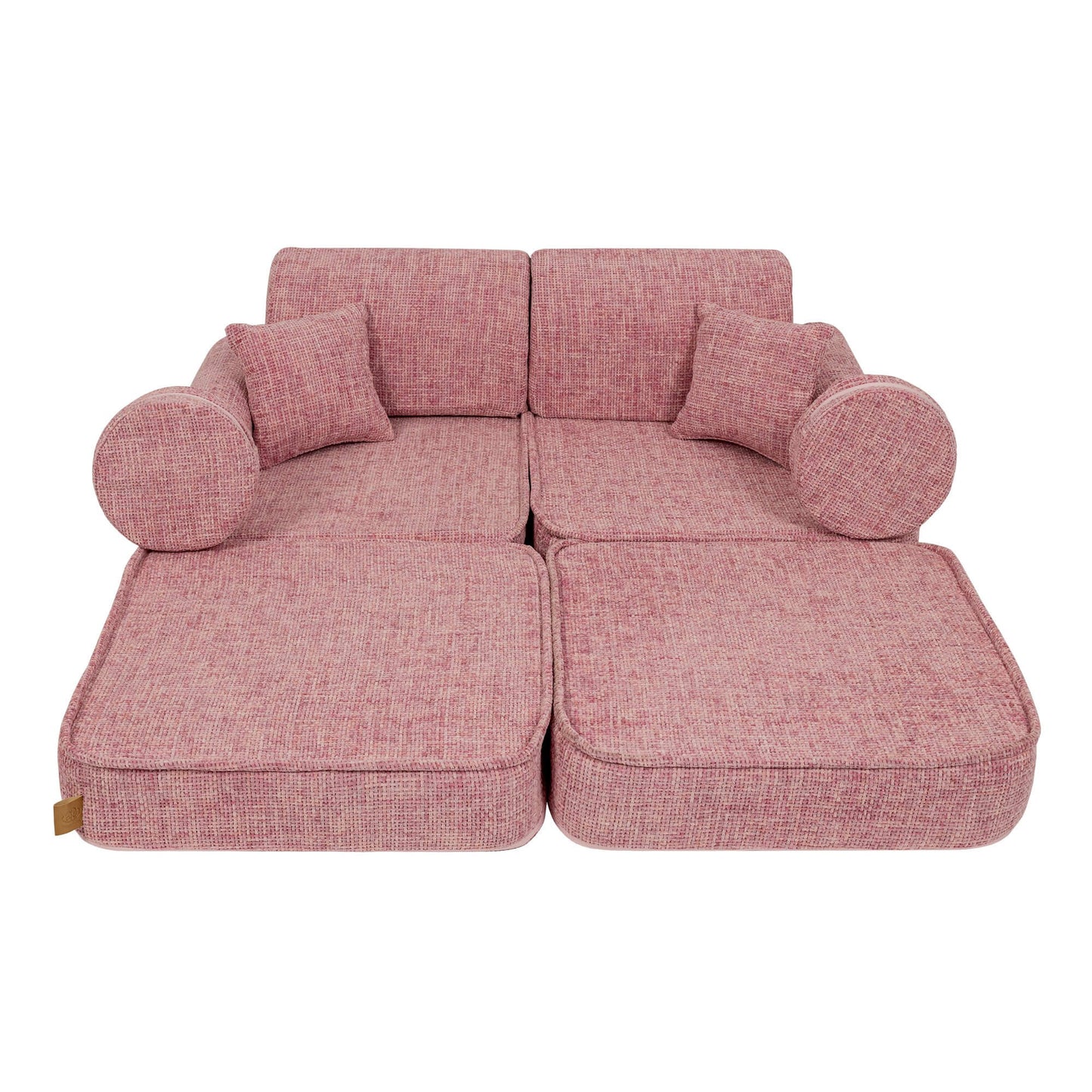 MeowBaby Modular Kids Sofa – Tangle Bubblegum Pink – lounger configuration foam play couch | Nestling