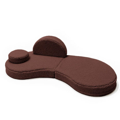 MeowBaby Modular Sofa Coccolo 6-Piece Kids Sofa Brown – individual sofa module front angle brown boucle | Nestling