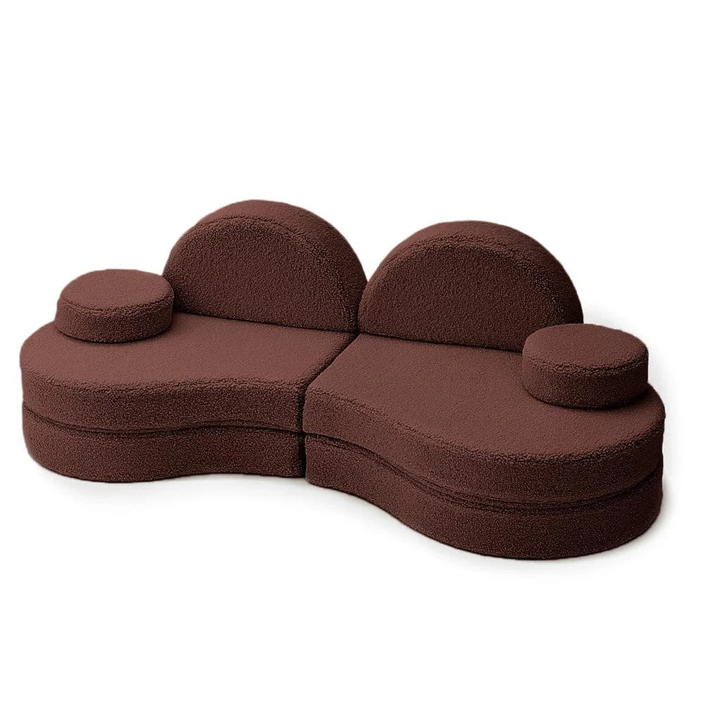 MeowBaby Modular Sofa Coccolo 6-Piece Kids Sofa Brown – full assembled dark brown cloud sofa with cushions | Nestling
