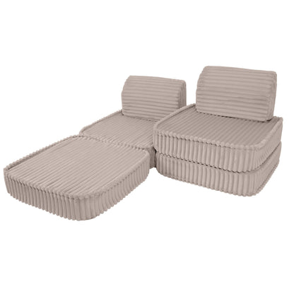 MeowBaby Small Modular Sofa Churros Beige – rearranged foam play couch layout | Nestling