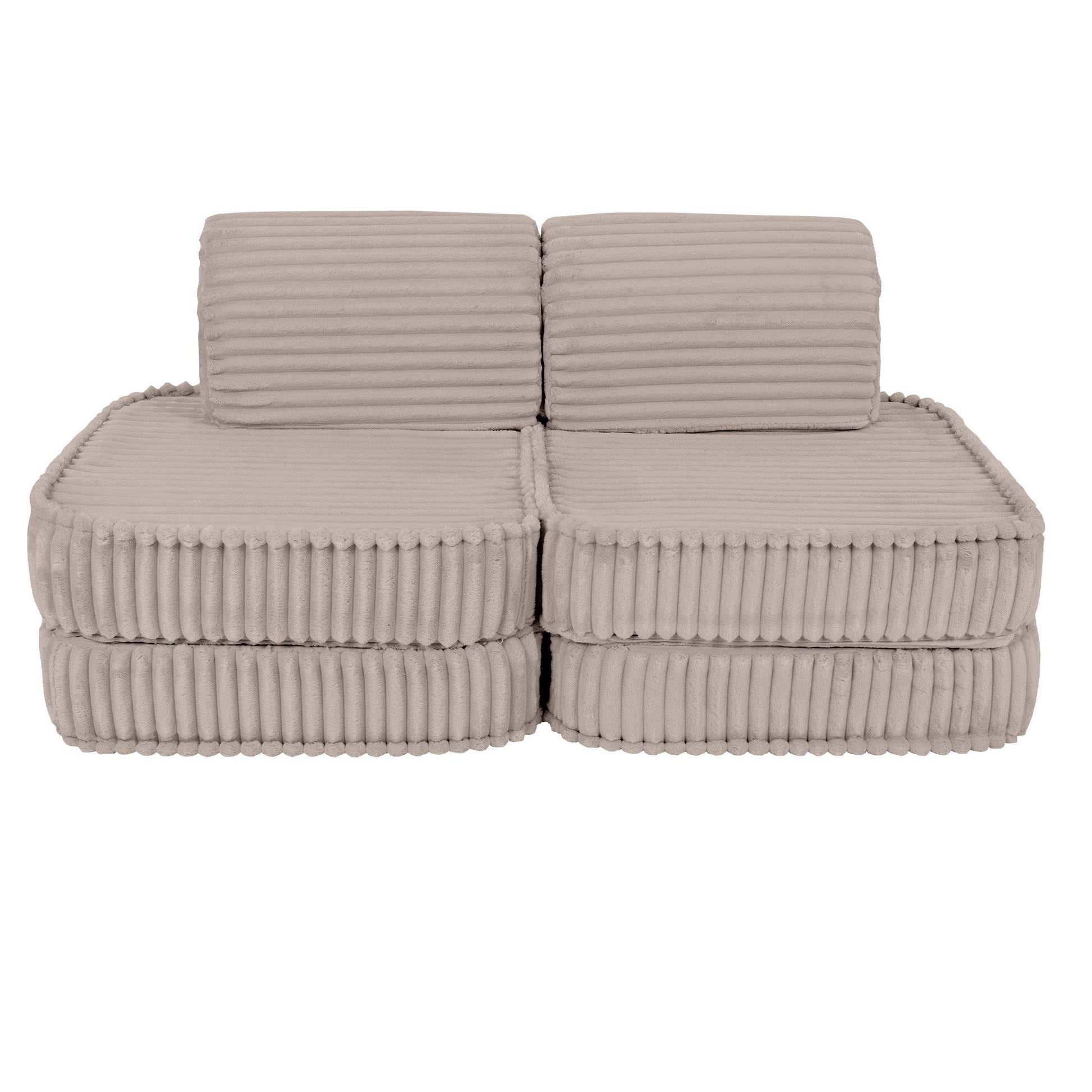 MeowBaby Small Modular Sofa Churros Beige – flat mat configuration for floor play | Nestling