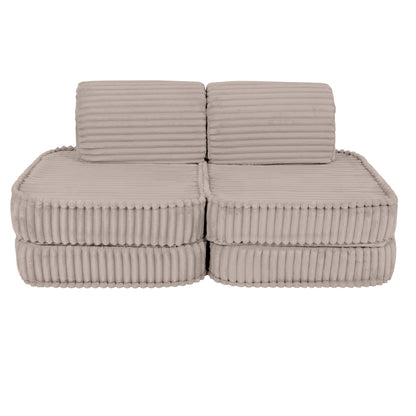 MeowBaby Small Modular Sofa Churros Beige – flat mat configuration for floor play | Nestling