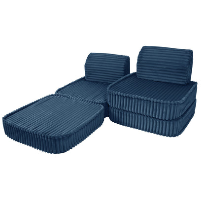 MeowBaby Small Modular Sofa Churros Blue – lounge configuration small foam sofa | Nestling