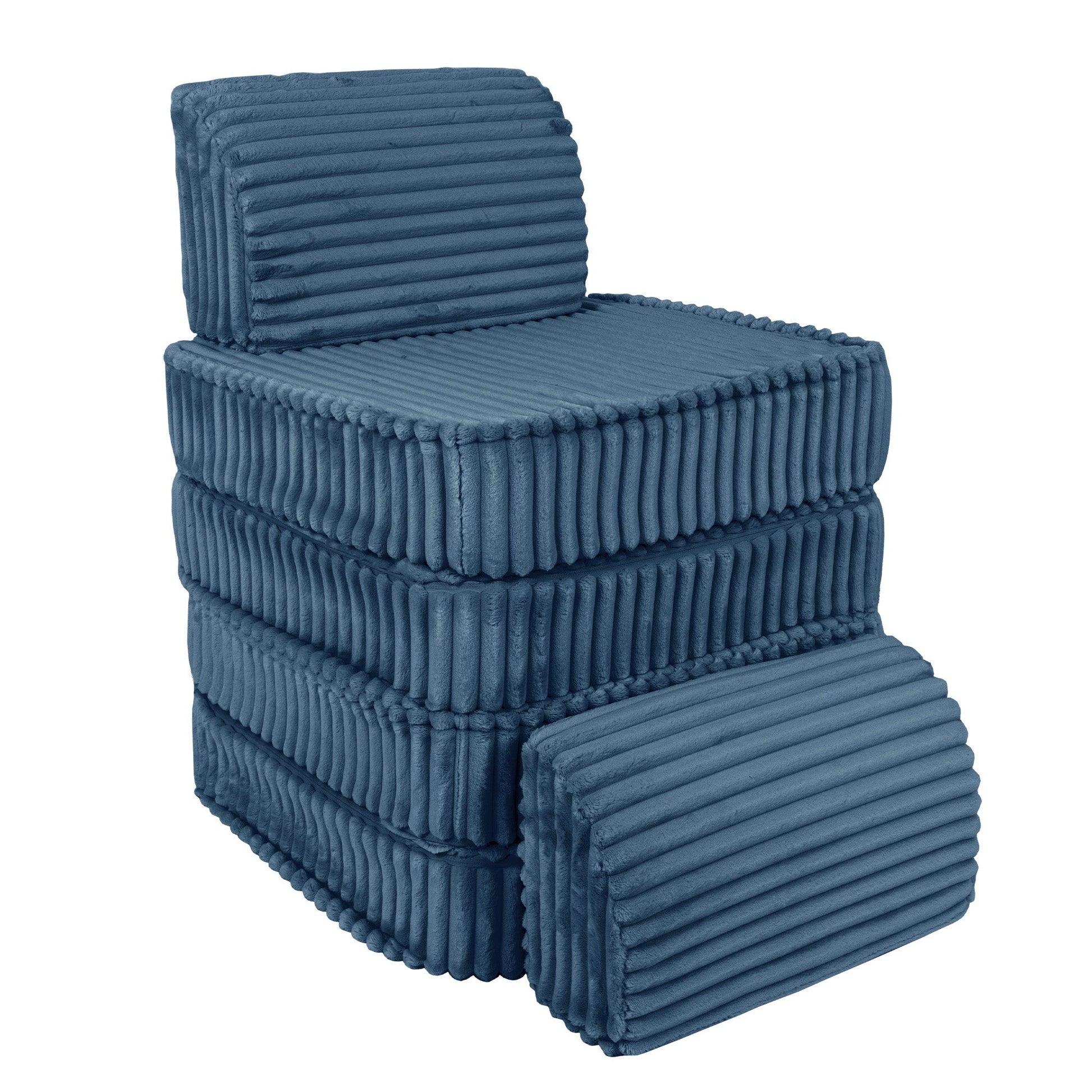 MeowBaby Small Modular Sofa Churros Blue – rearranged foam play couch layout | Nestling