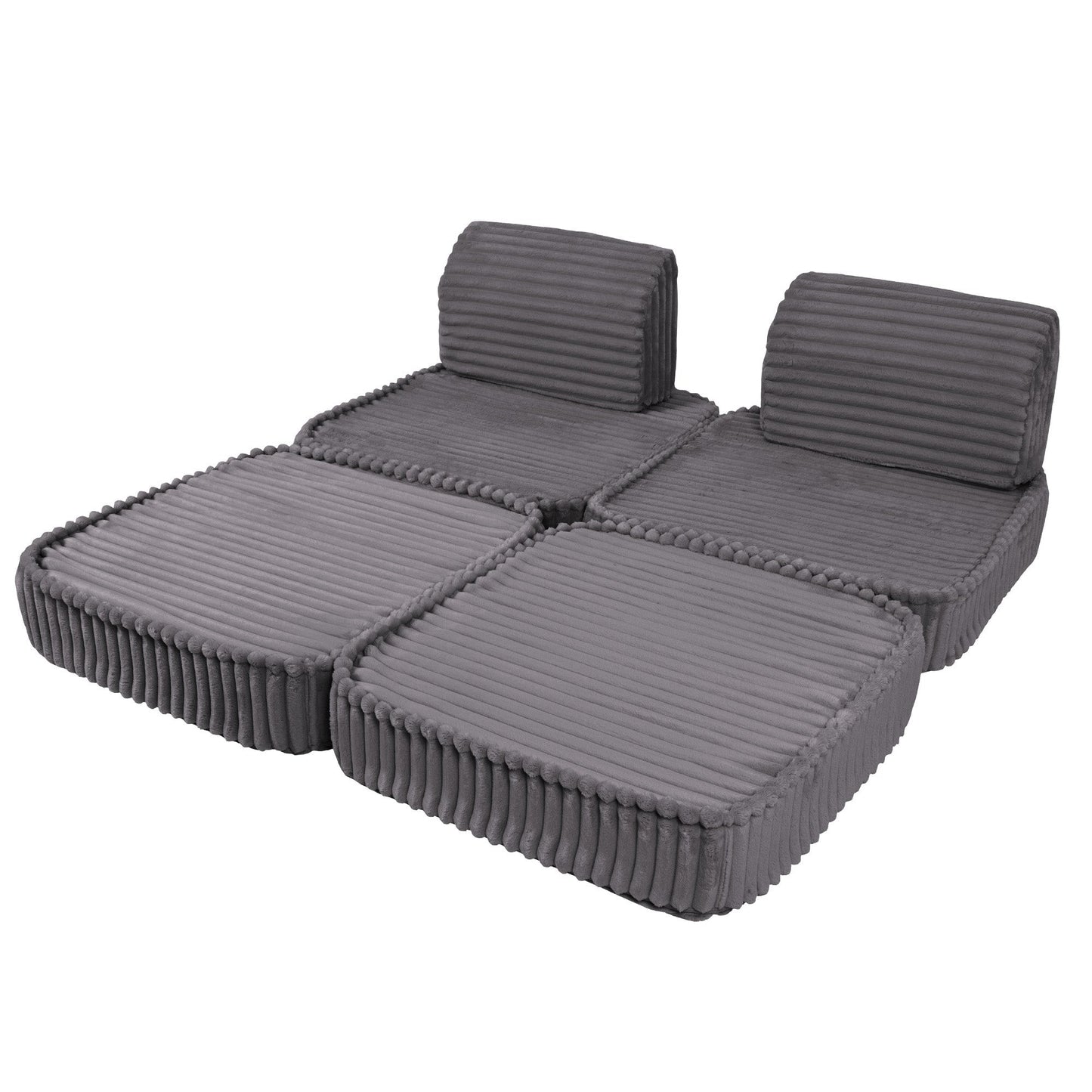 MeowBaby Small Modular Sofa Churros Jurassic Grey – lounge configuration for toddlers | Nestling