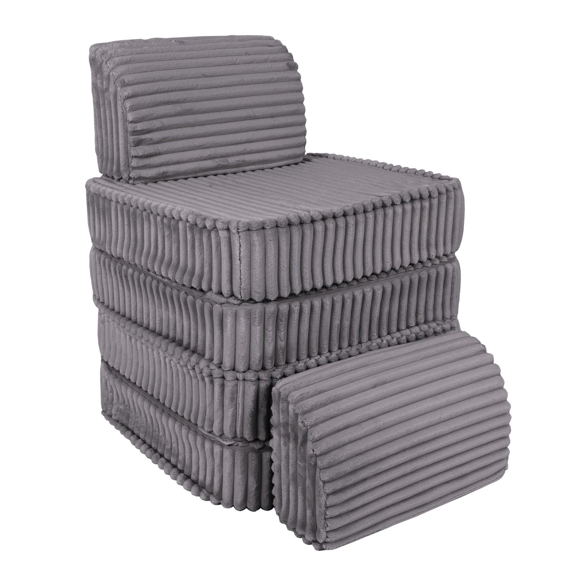 MeowBaby Small Modular Sofa Churros Jurassic Grey – rearranged foam play couch layout | Nestling
