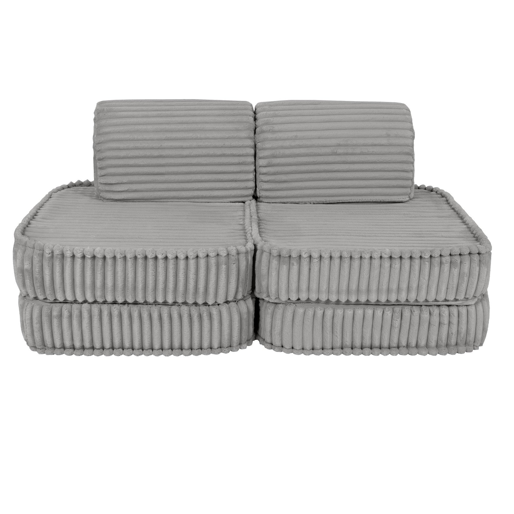 MeowBaby Small Modular Sofa Churros Moon Grey – flat mat configuration for floor play | Nestling