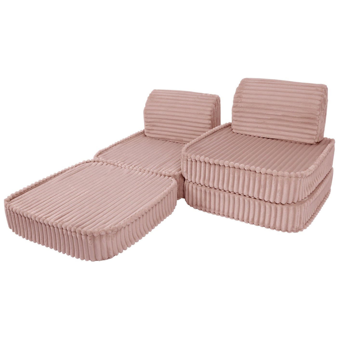 MeowBaby Small Modular Sofa Churros Pink Kids Play Couch – compact foam sofa for toddlers | Nestling