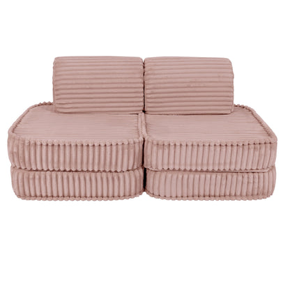 MeowBaby Small Modular Sofa Churros Pink Kids Play Couch – flat mat configuration floor play | Nestling
