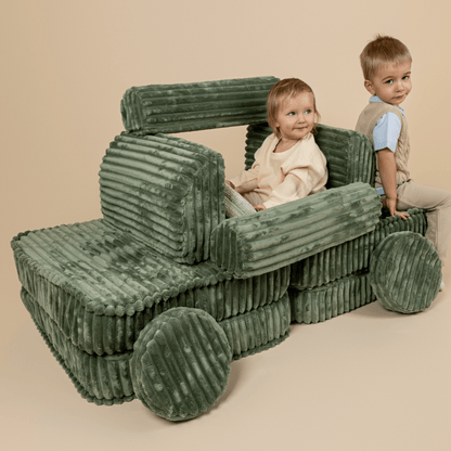 MeowBaby Medium Modular Sofa - Churros - Forest Green