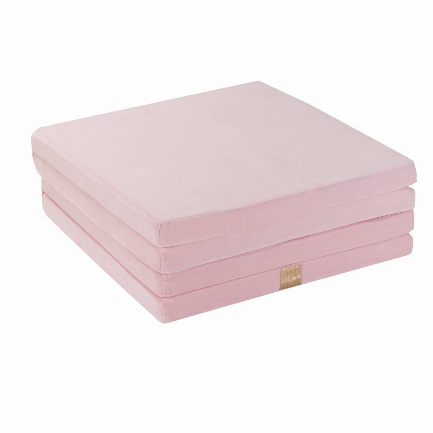 MeowBaby Square Play Mat Light Pink Velvet – kids play area mat folded view | Nestling